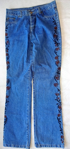 Pantalón De Jean Bordado Nuevo Sin Etiquetas Talle 28