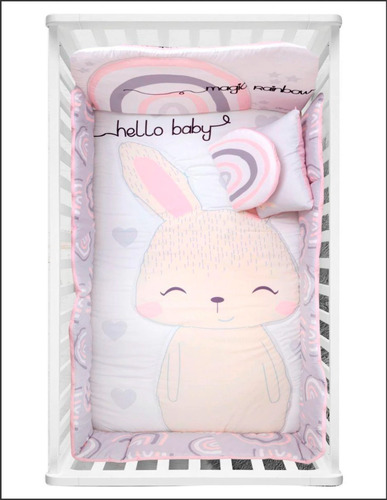 Set Edredón Cama Cuna Corral Hello Baby Niña Chiqui Mundo