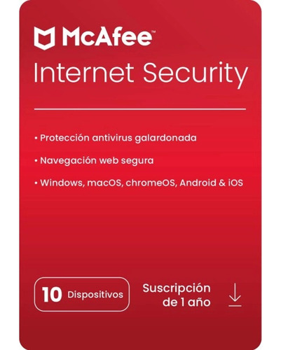 Antivirus Mcafee Internet Security 2024 Para 10 Pc 1 Año 