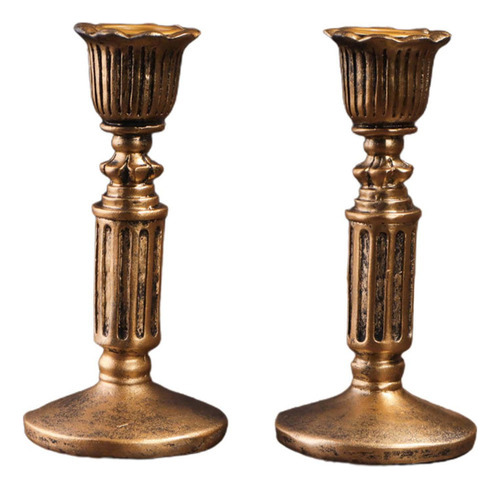 Candelabros Vintage Pillar De Vela De Bronce Antiguo