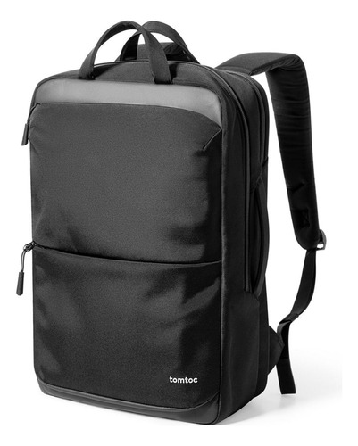 Mochila De Viaje Tomtoc 24 Litros Para Notebook 16'' Color Negro Diseño de la tela Liso