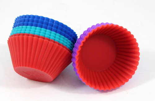 12 Forminhas Mini Cupcake Silicone Redonda Ø 5 Cm Gelatinas