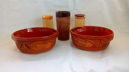 Imagen 3 de 4 de Platos De Barro Para Sopa Vaso Mas Salero Y Obsequio