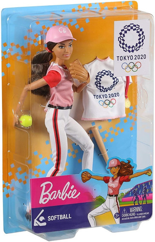 Imagen 5 de 5 de Barbie Juegos Olimpicos Tokyo 2020 Muñeca Softball Softbol