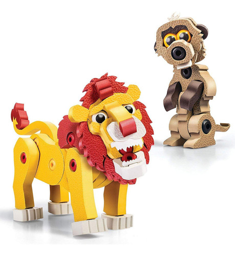 Bloco Toys León Y Suricata | Juguete Stem | Animales Salvaje