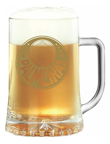 Caneca De Chopp Palmeiras Personalizado Vidro 280ml Cor Transparente