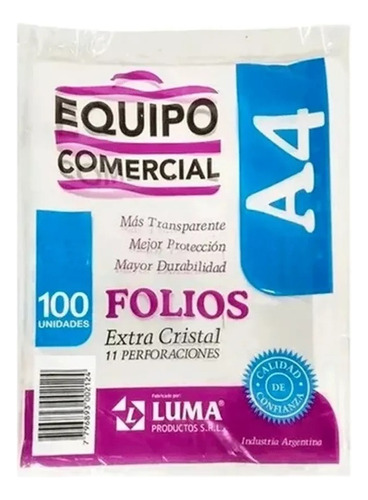 Folios Equipo Comercial A4 X 800 Borde Blanco