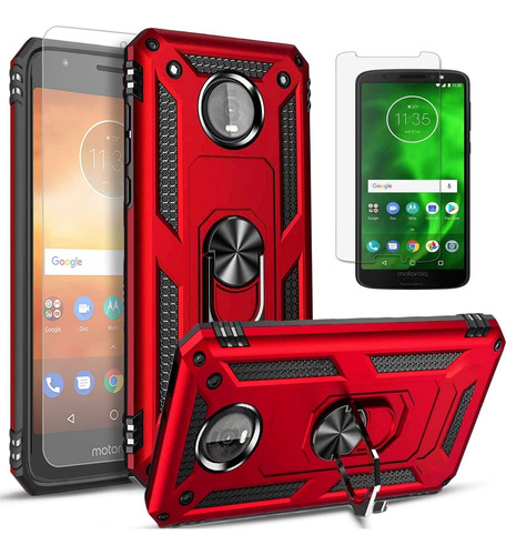 Funda Para Motorola Moto G6, Rojo/resistente/soporte