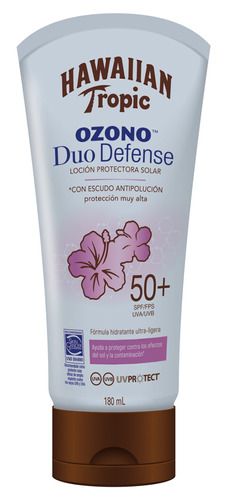 Protector solar  HAWAIIAN TROPIC  Ozono Duo Defense 50FPS  en loción 180mL