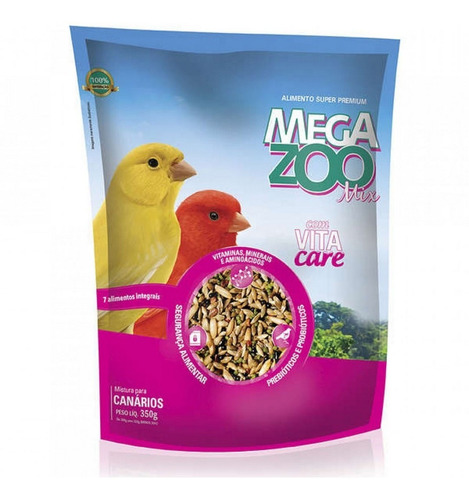 Ração Para Pássaros Mistura Para Canários 350g Megazoo