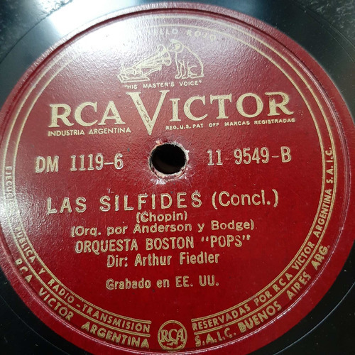 Pasta Arthur Fiedler Las Silfides 1-6 Rca Victor Tc19