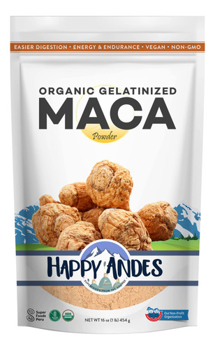 Happy Andes Polvo De Maca Organica Gelatinizada  Calidad Pr