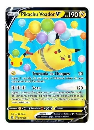 Cartinha Pikachu Pokemon Vmax, V, Gx Card Brilhante Rara