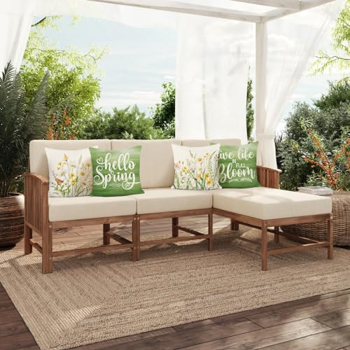 Funda De Almohada Hello Spring Set De 4, 45x45 Cm, Blanco-