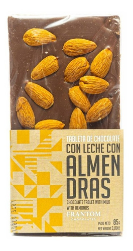 Tableta De Chocolate Leche Con Almendra Frantom X85gr