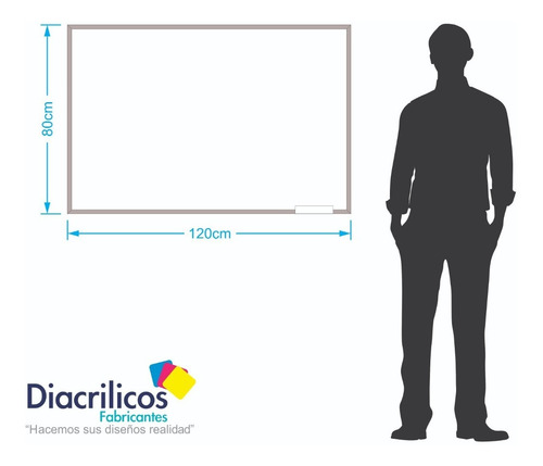 Imagen 3 de 8 de Tablero Acrílico Blanco Borrable 120 X 80cm + Portaborrador
