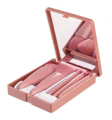 Set 5 Brochas De Maquillaje Profesionales Con Estuche Espejo