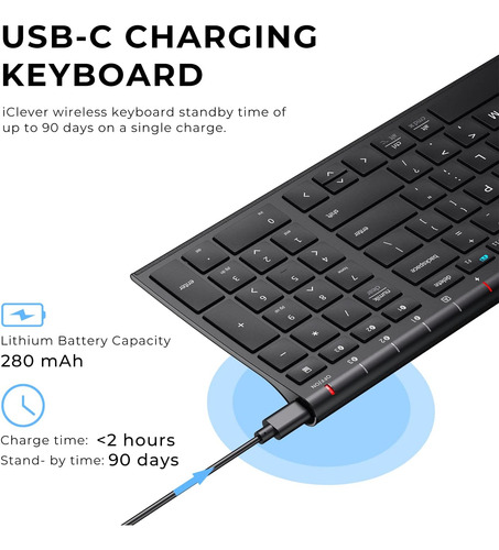 Teclado Bluetooth Recargable Para Pc Iclever