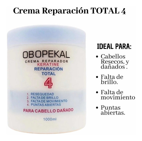 Crema Reparación Profunda Total 4 Con Keratina 1000 Ml