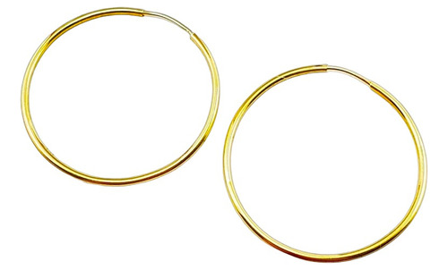 Par Aros Oro 18k Argollas Cubanos Lisos Mediano 0.9grs 20mm