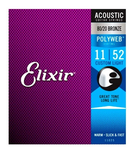 Cuerdas Elixir Guitarra Acústica Polyweb 11-52 11025