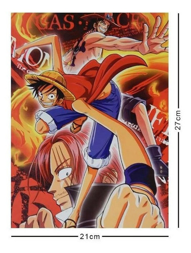 One Piece Cromo Poster Tamaño Carta Luffy