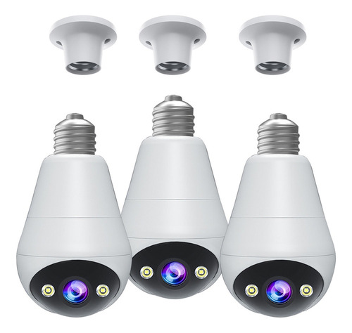 3pcs Cámara De Seguridad Wifi De 3mp E27 Visión Nocturna
