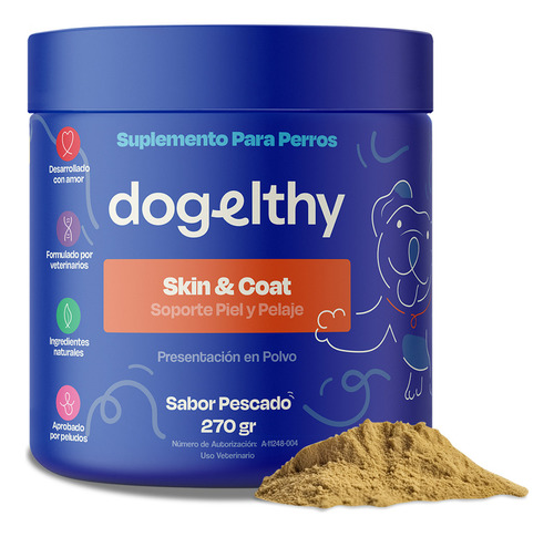 Dogelthy Skin & Coat Suplemento Para Perro De Piel Y Pelaje 270 gr