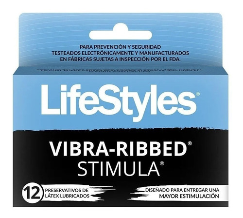 12 Condones Preservativos Lifestyles Vibra-ribbed Stimula