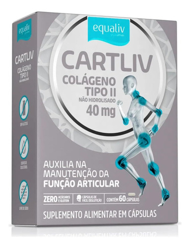 Equaliv Cartliv Colágeno Tipo 2 Não Hidrolisado 40 Mg C/60 Sabor Sem Sabor