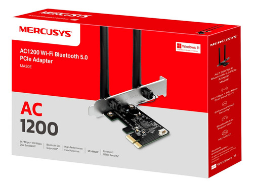 Adaptador de rede Mercusys Ma30e WiFi Bluetooth Ac1200 Pcie