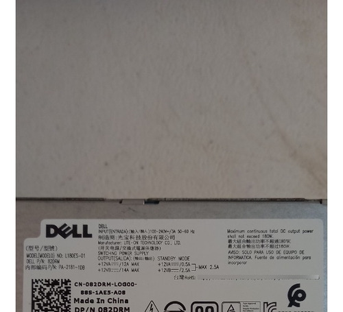 Fuente Poder Dell 180w L180es-01 082drm Wwm46 Original