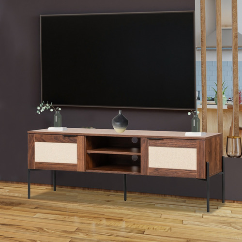 Mueble Tv Mundo In Imperia Centro Entretenimiento 150x40 Cm Color Nogal