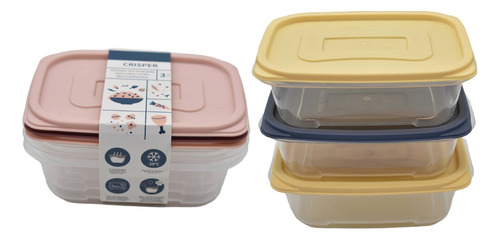 Set Kit X3 Recipiente Vianda Rectangular Para Alimentos