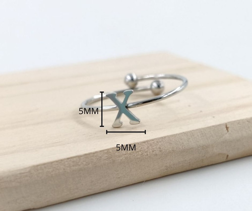 2 Uds De Anillos Con Inicial Acero Inoxidable Vie Or X Ajustable
