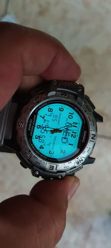 Reloj Casio Protrek 501 Sj Barómetro Termómetro Altimetro Verde Musgo Gris Gris (Usado)
