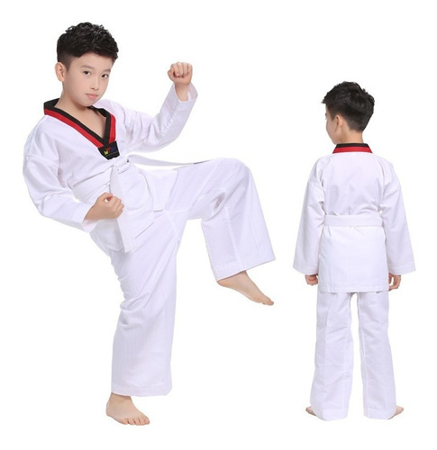 Uniformes De Taekwondo Niños Y Adultos Tela Ribbed 