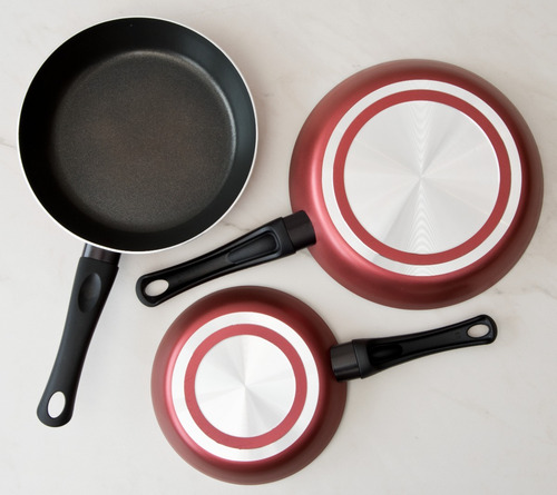 Juego De 3 Sartenes Cook Now Color Glitter Red Cinsa