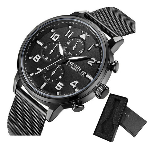 Relojes Impermeables Con Cinturón De Malla Megir Business Pa Color Del Bisel Negro