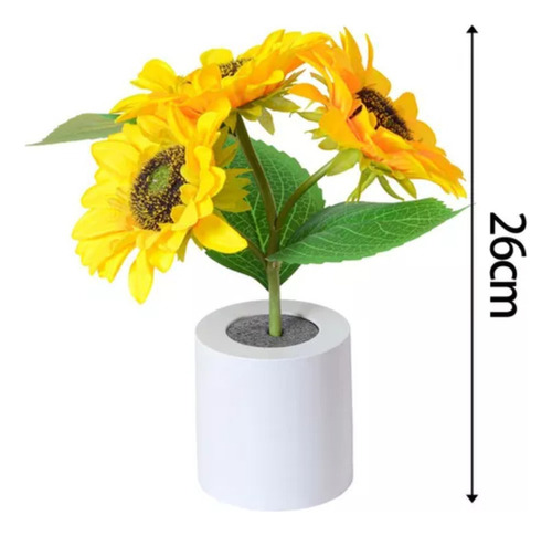 Luz De Noche De Girasol En Maceta, Elegante, Portátil Para
