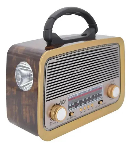 Rádio Am Fm Antigo Retrô Usb Bluetooth Recarregável 110/220 - Madeira-3199