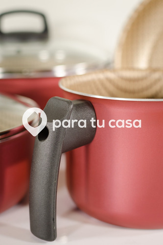 Batería Cocina Olla Cacerola 4 Piezas Teflón Flora Mta