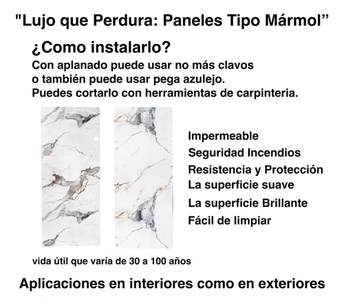 Panel Tipo Marmol Blanco Carrara Pvc Lamina Homely Elegance