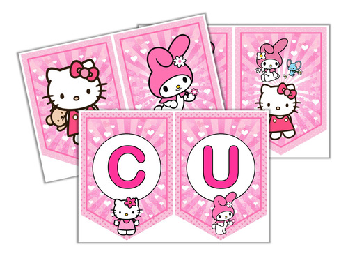 Kit Imprimible Banderín Hello Kitty Y My Melody 