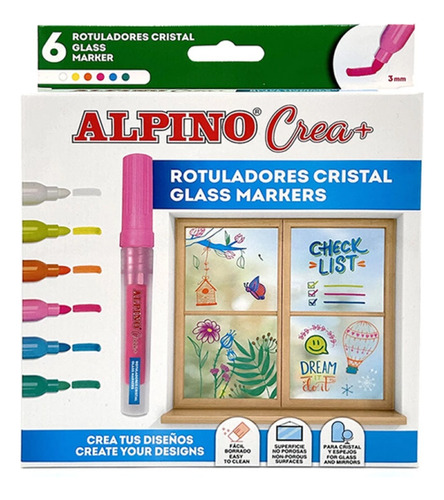 Marcadores Fibra Vidrio Cerámica Cristal Pack 6 Colores Alpi