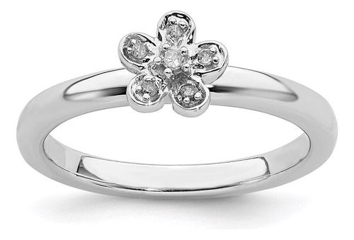 Anillo Apilable Expressions Flower Con Diamante De 0,1 Quila