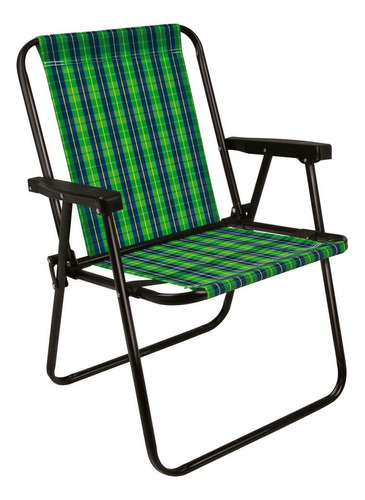 Cadeira De Praia Varanda Xadrez Em Aço 110 Kg Cores Mor Cor Verde