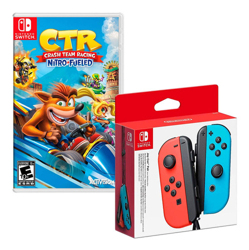 Joy Con Neon Azul Y Rojo + Crash Team Racing Nintendo Switch