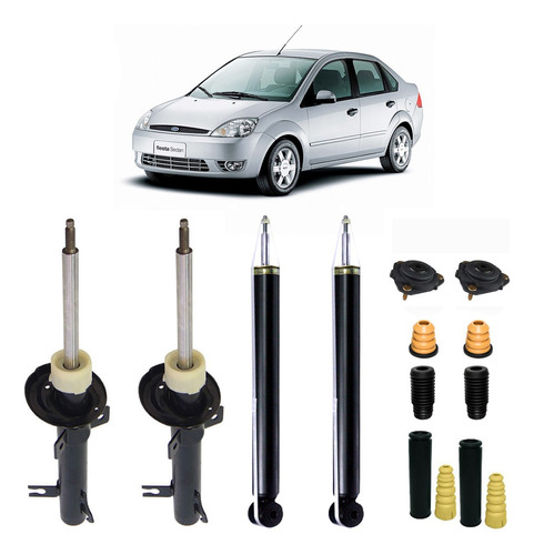 Kit 04 Amortecedor Fiesta Sedan 2006 2007 2008 + Kit Suspen