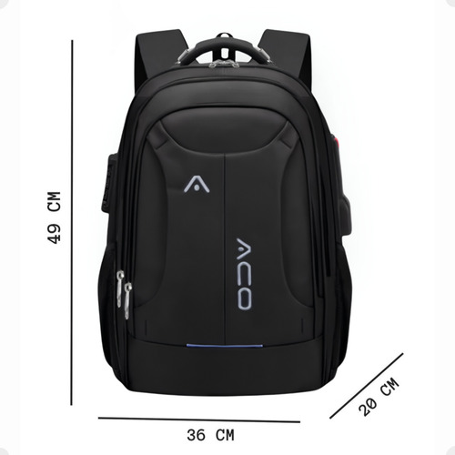 Mochila Masculina Notebook Escolar Impermeavel Reforçada Grande 35L Resistente Bolsa Viagem Faculdade Executiva Premium Com Saida Usb Identificador De Bagagem Cabo De Aço Cor Preta Bagear